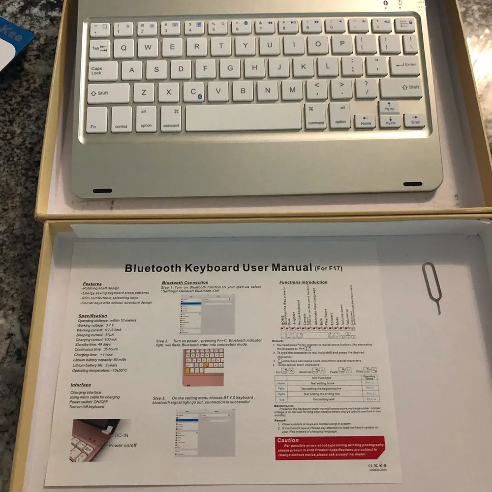 F17 Wireless Keyboard for I Pad Pro. Never used.
